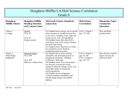Science Standards Correlation to HM Grade 6