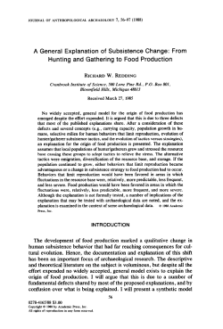 From Hunting and Gathering to Food Production