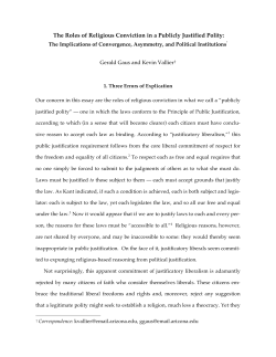 The Roles of Religious Conviction in a Publicly