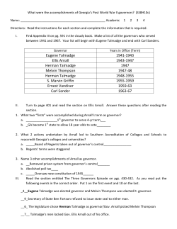 Eugene Talmadge 1941-1943 Ellis Arnall 1943