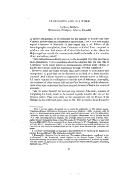 ATHENAEUS AND HIS WORK by Barry Baldwin (University of