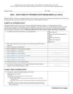 2015 &ndash; 2016 PARENT INFORMATION REQUIRED