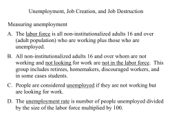 Unemployment, Job Creation, and Job Destruction Measuring