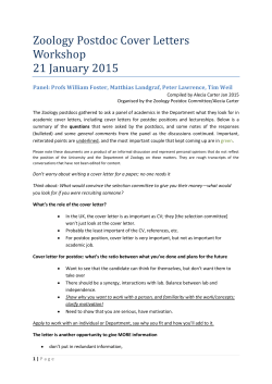 Cover letters workshop notes