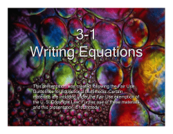 3-1 Writing Equations 3-1 Writing Equations