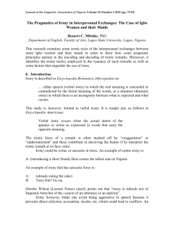 the pragmatic in irony in interpersonal exchanges