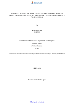 building a bureaucracy for the south african developmental state