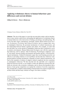 Applying evolutionary theory to human behaviour