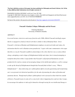 1 Foucault`s Kantian Critique