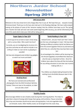 Super Spies in Year 3/4 Healthy Snacks Tomb Raiding in Year 5/6