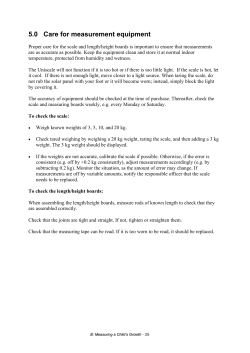 5.0 Care for measurement equipment