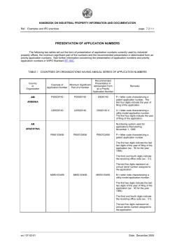 Presentation of application numbers