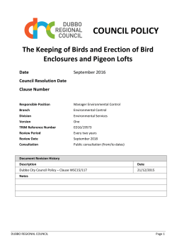 Policy for the Keeping of Birds and Erection of Bird Enclosures and
