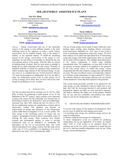 solar energy assisted ice plant