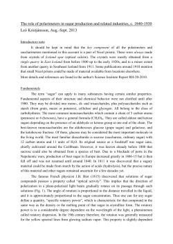 The role of polarimeters in sugar production and related industries, c