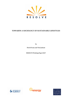 towards a sociology of sustainable lifestyles