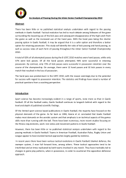 An Analysis of Passing During the Ulster Senior