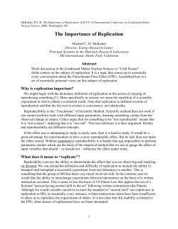 The Importance of Replication
