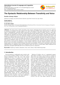 The Syntactic Relationship Between Transitivity and Voice