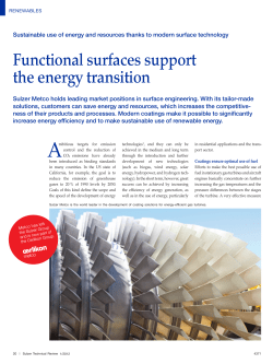 Functional surfaces support the energy transition