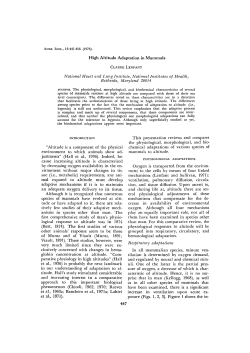 High Altitude Adaptation in Mammals National Heart and Lung