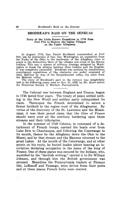 BRODHEAD`S RAID ON THE SENECAS The Colonial war between