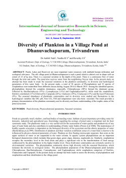 Diversity of Plankton in a Village Pond at