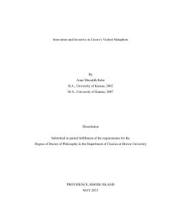 Innovation and Invective in Cicero`s Violent Metaphors By Anne