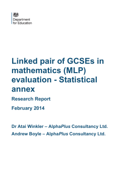 Linked pair of GCSEs in mathematics (MLP) evaluation