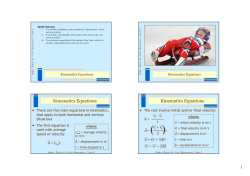 Kinematics Equations Kinematics Equations