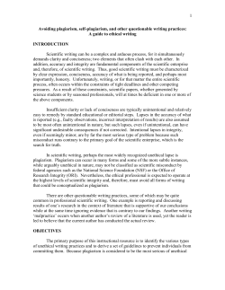 Avoiding plagiarism, self plagiarism, and other questionable writing