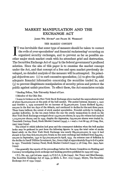 Market Manipulation and the Exchange Act