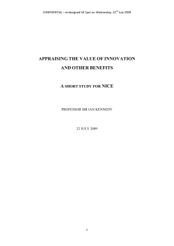 APPRAISING THE VALUE OF INNOVATION AND OTHER BENEFITS