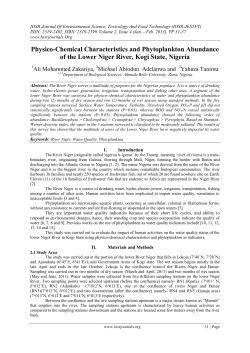 Physico-Chemical Characteristics and Phytoplankton Abundance of