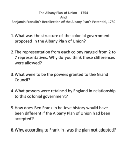 Questions for the Albany Plan of Union