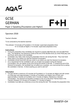 GCSE German Specimen teacher booklet Paper 2
