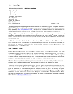 ADV Part 2 Brochure - 12-Squared Associates, LLC