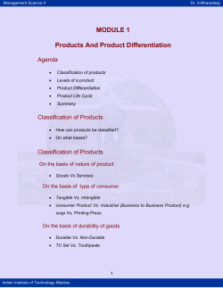 Products And Product Differentiation