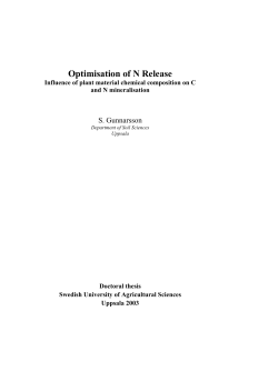 Optimisation of N Release - Epsilon Open Archive