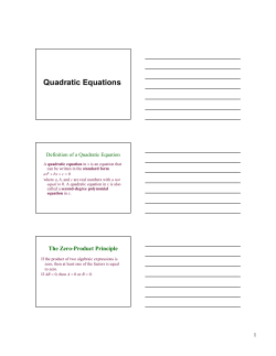 Quadratic Equations - MDC Faculty Home Pages