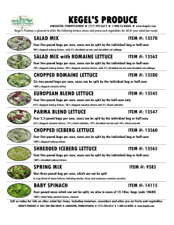 Kegel`s Produce Pre-Cut Lettuce Blends