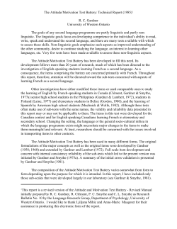 The Attitude Motivation Test Battery Manual