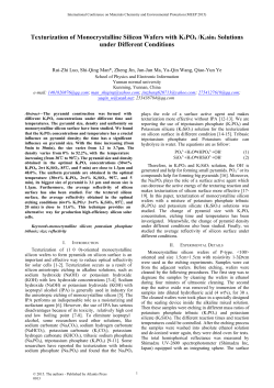 Texturization of Monocrystalline Silicon Wafers with K3PO4 /K2sio3