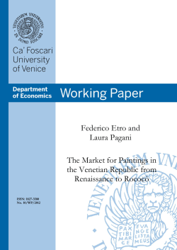 Federico Etro and Laura Pagani The Market for Paintings