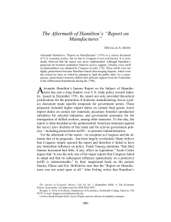 The Aftermath of Hamilton`s &ldquo;Report on Manufactures&rdquo;