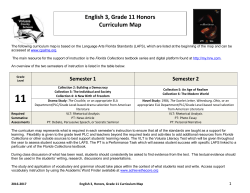 English 3, Grade 11 Honors Curriculum Map