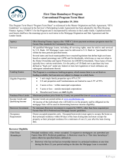 First Time Homebuyer Program Conventional