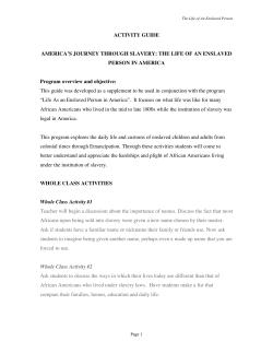 ACTIVITY GUIDE AMERICA`S JOURNEY THROUGH SLAVERY