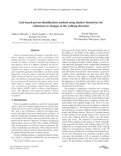 Gait-Based Person Identification Method Using Shadow Biometrics