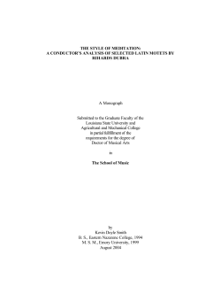 THE STYLE OF MEDITATION: A CONDUCTOR`S ANALYSIS OF